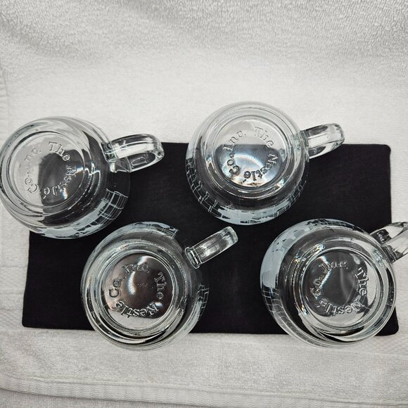 Nescafe Mugs Coffee Tea Cups Taste Your Way Clear World Etched Mugs Set of 4 Vtg - Picture 5 of 10